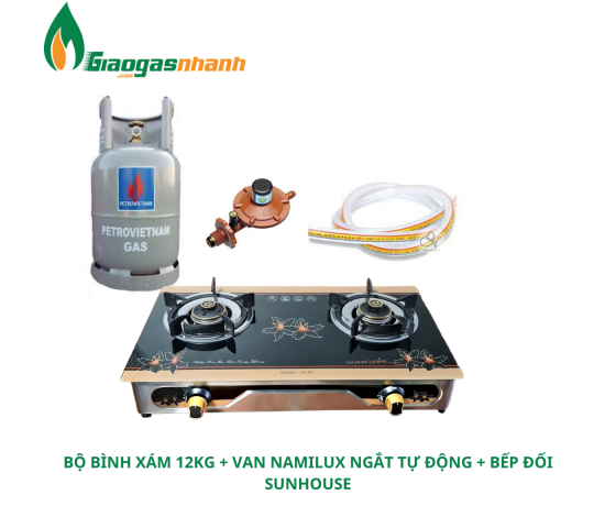 Bộ Bình Gas 12kg Bếp Đôi Sunhouse