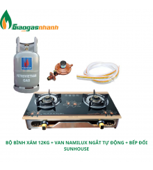 Bộ Bình Gas 12kg Bếp Đôi Sunhouse