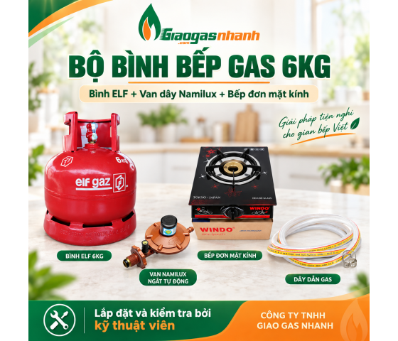 Bộ Bính Gas 6kg Bếp Đơn