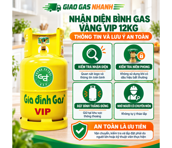 Gas gia đình vàng 12kg