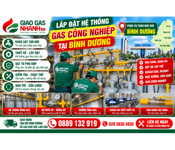 Lắp Đặt Hệ Thống Gas Bình Dương, Uy tín, An Toàn, Chất Lượng Liên Hẹ : 02838304030